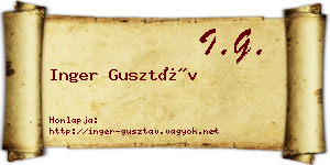 Inger Gusztáv névjegykártya